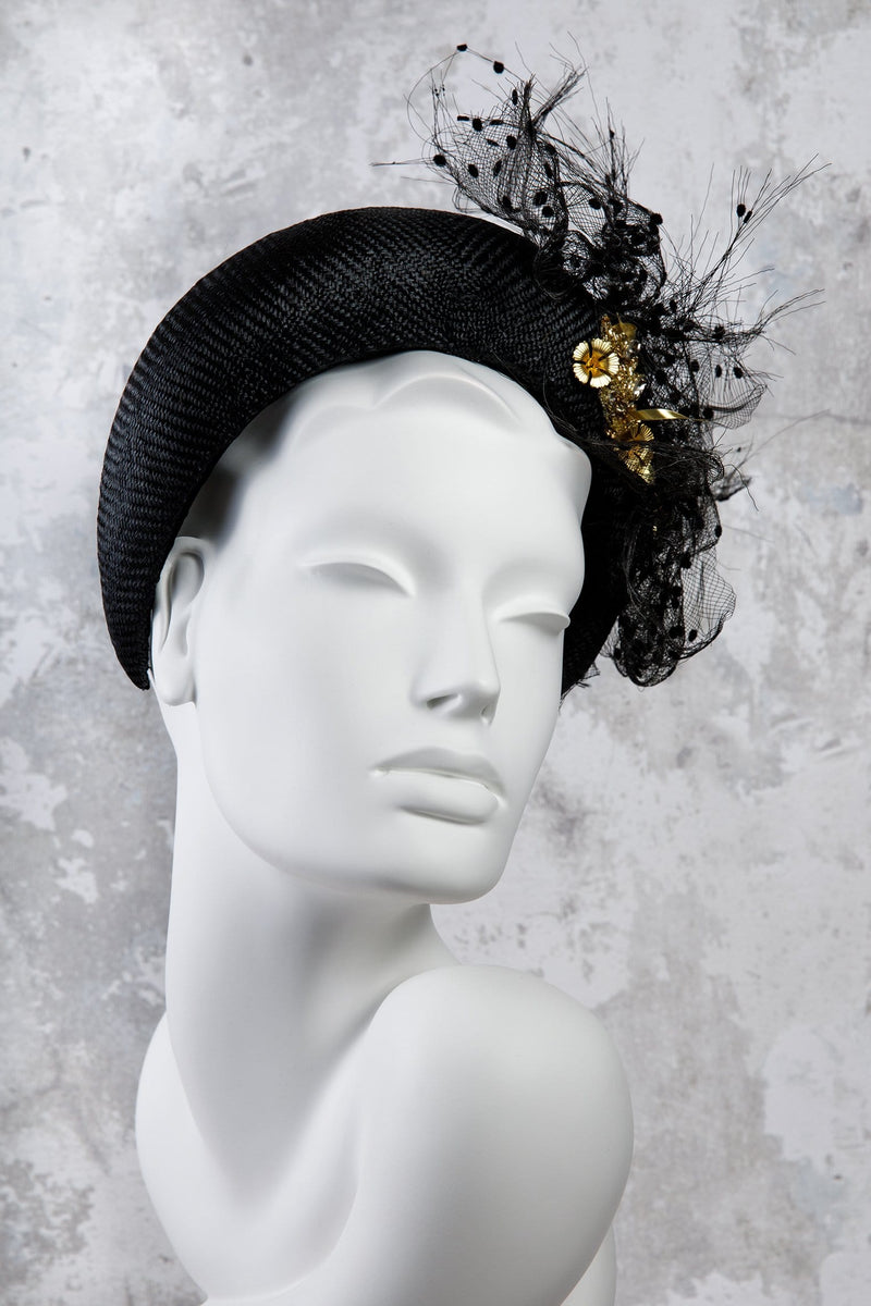 Beaded Parisisal Straw Halo Headband - Farrell - Maggie Mowbray Millinery.  headband, women’s straw headband, fashion headband, hat boutique, hat shop Edinburgh, online hat shop, halo headbands, made to measure headbands, headbands made to my measurements, fashionable hats, hats for face shape, headband with crin, millinery, lovely halo headbands,  mother of the bride headbands, headbands for women, custom made headbands