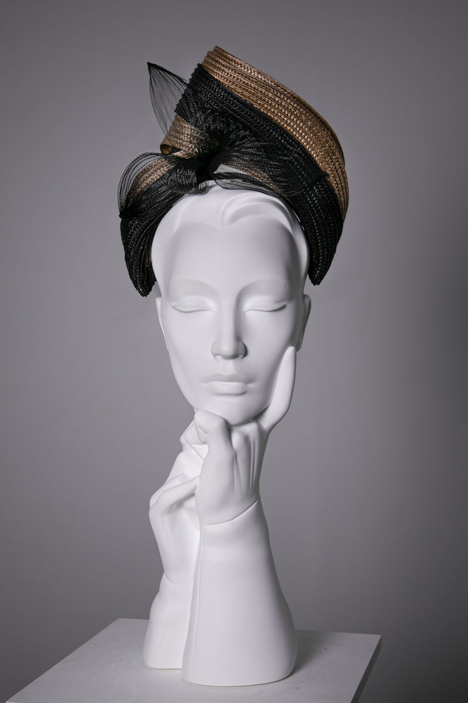 Straw Headband with Crin Flower - Nela - halo headband - headband - Maggie Mowbray Millinery