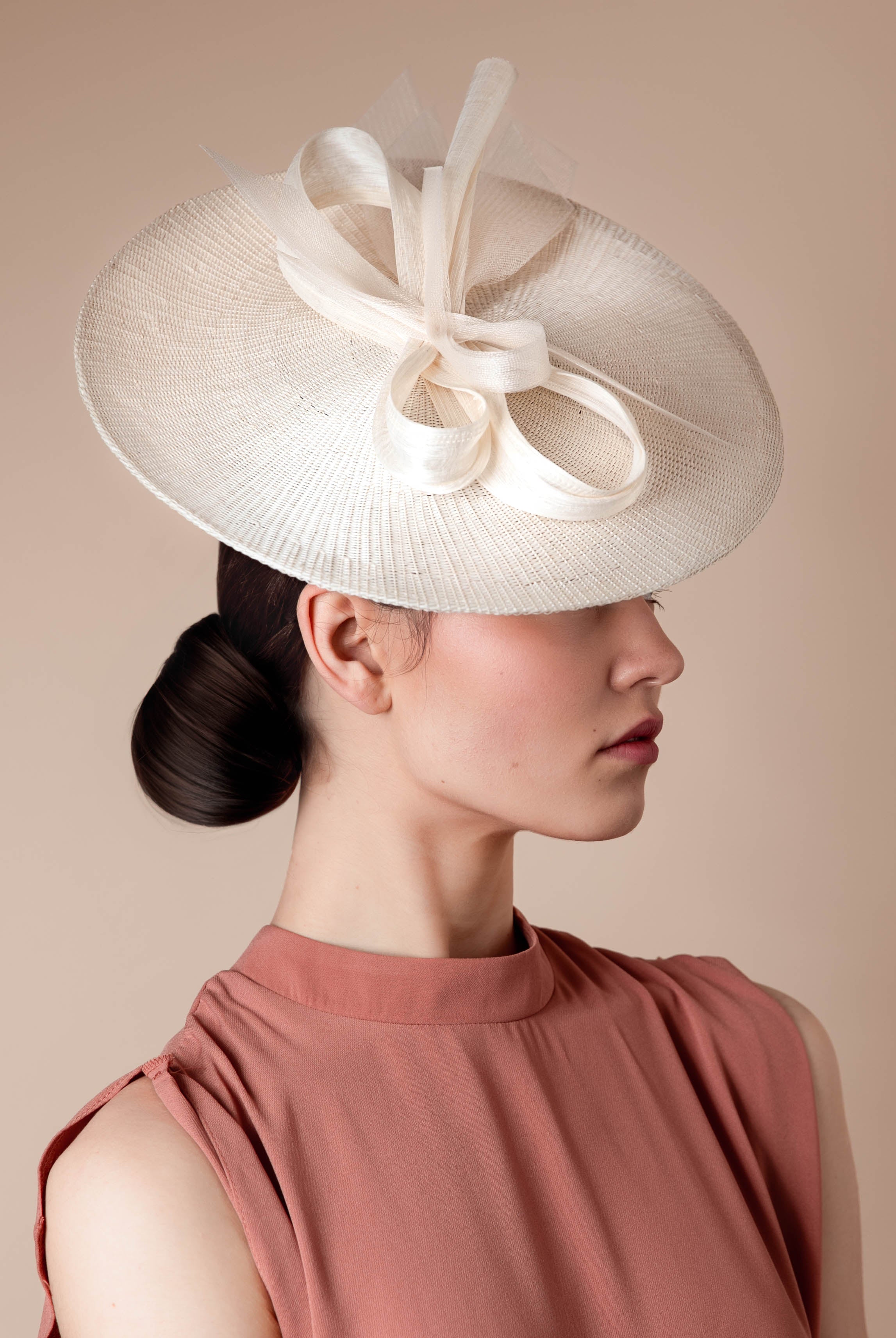 Buntal Disc Hat with Silk Abaca - Acacia - Maggie Mowbray Millinery
