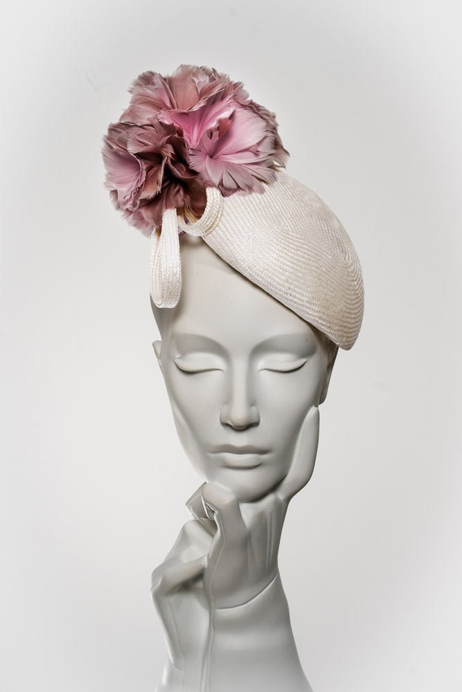 Cocktail Hat with Feather Flower - Lili - Maggie Mowbray Millinery