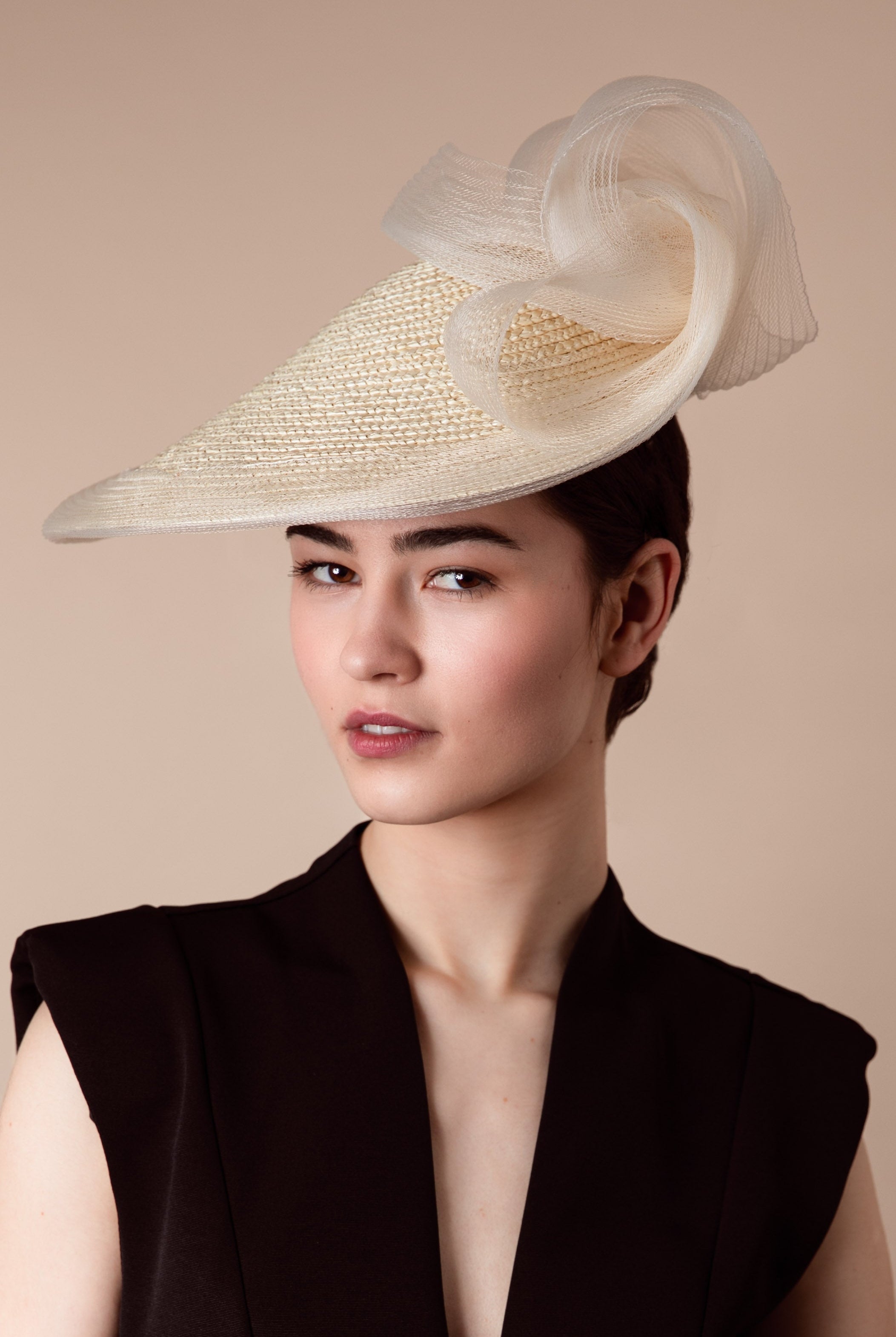 Straw Disc Hat with Crin Detail - Florentina - Maggie Mowbray Millinery