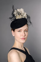 Beret with Flower and Crin - Kaja - Maggie Mowbray Millinery