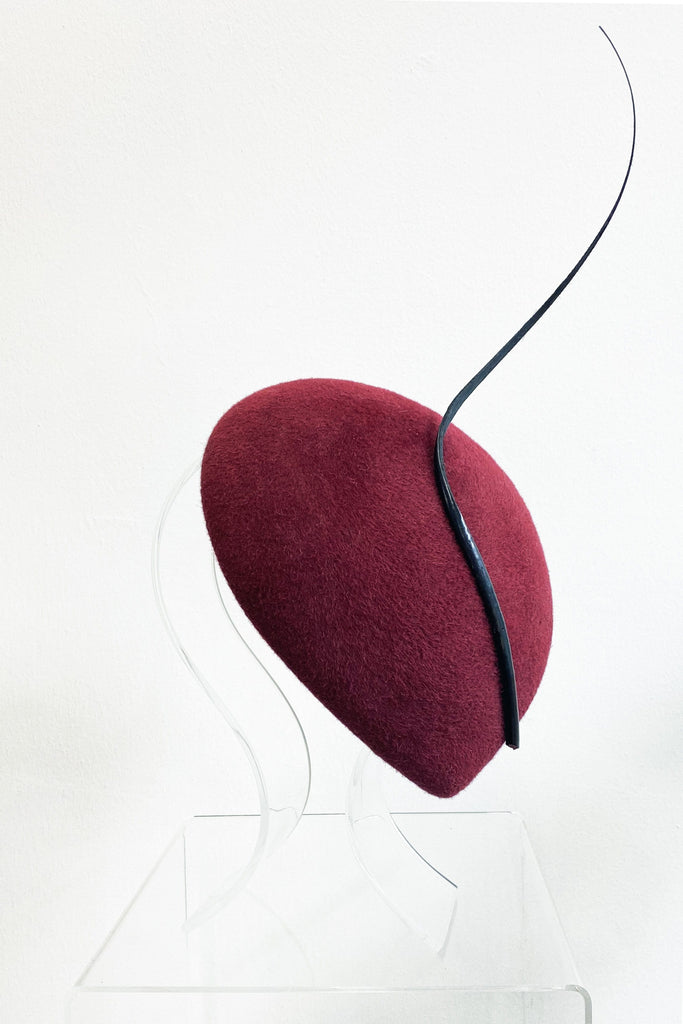 Cocktail Hat with Feather - Asel - Maggie Mowbray Millinery