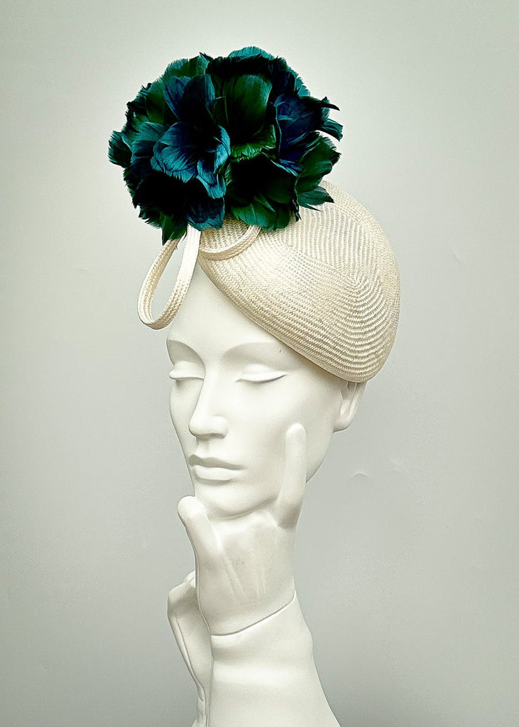 Cocktail Hat with Feather Flower - Lili - Maggie Mowbray Millinery