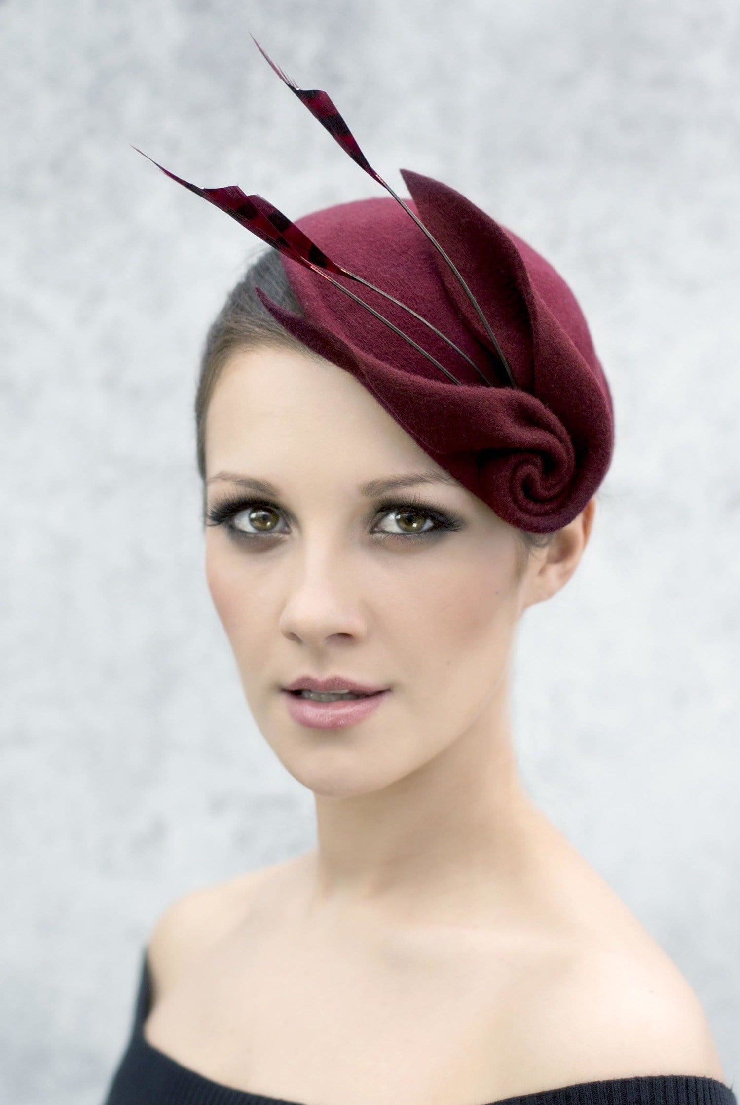 Cocktail Hat With Feathers - Louisa - Maggie Mowbray Millinery