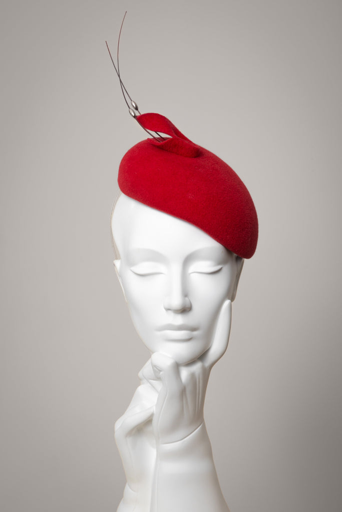 Cocktail Hat with Feathers - Valdis - Maggie Mowbray Millinery
