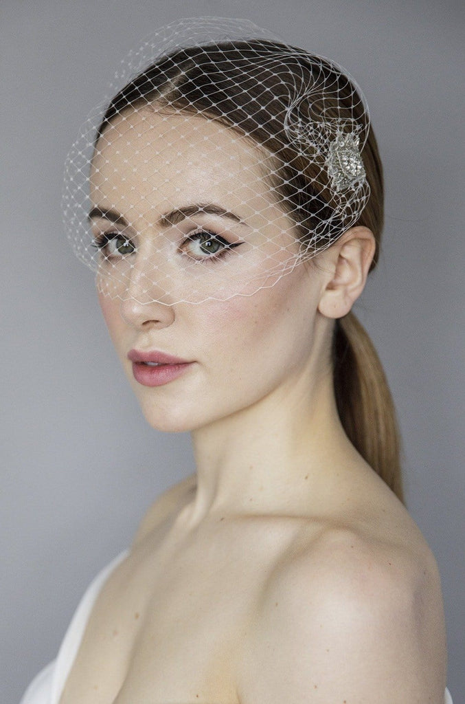 Diamante Lace Birdcage Veil - Maggie Mowbray Millinery