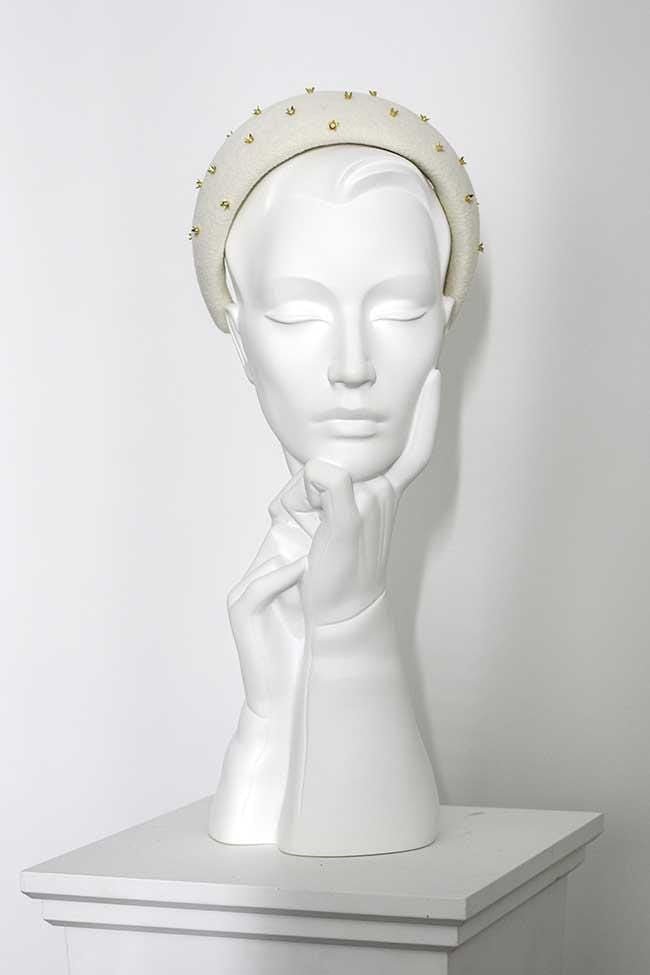 Gold Flower Halo Headband - Amber - Maggie Mowbray Millinery