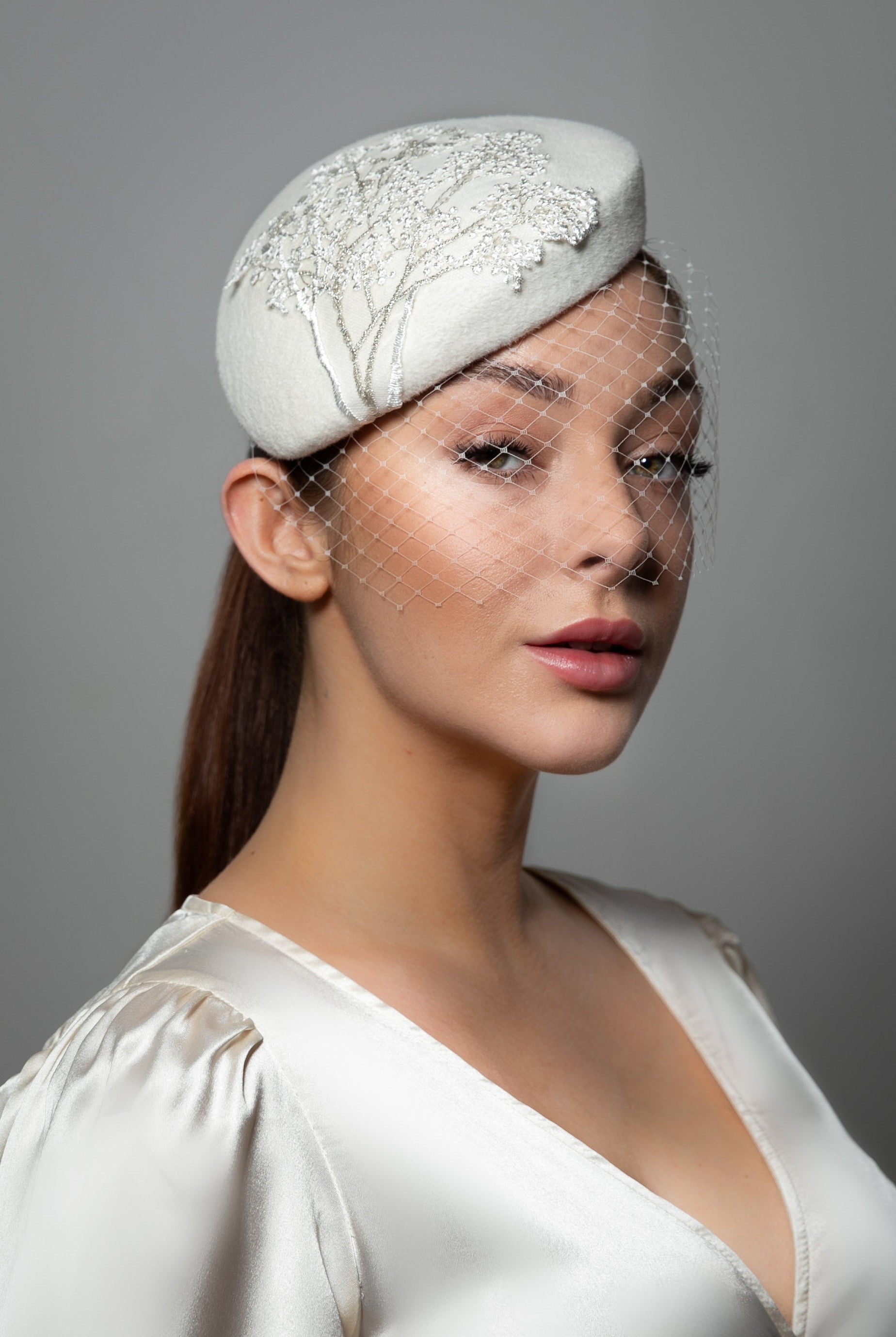 Hat with Flower Lace - Mia - Maggie Mowbray Millinery