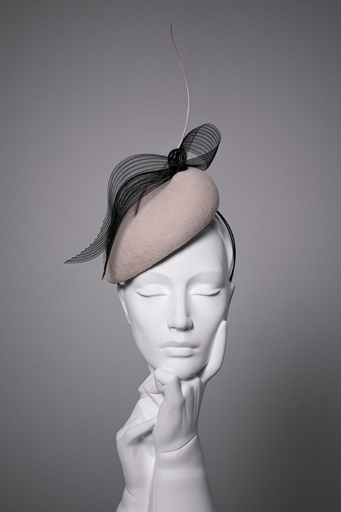 Occasion Hat With Crin - Kate - Hats cocktail - felt - Maggie Mowbray Millinery