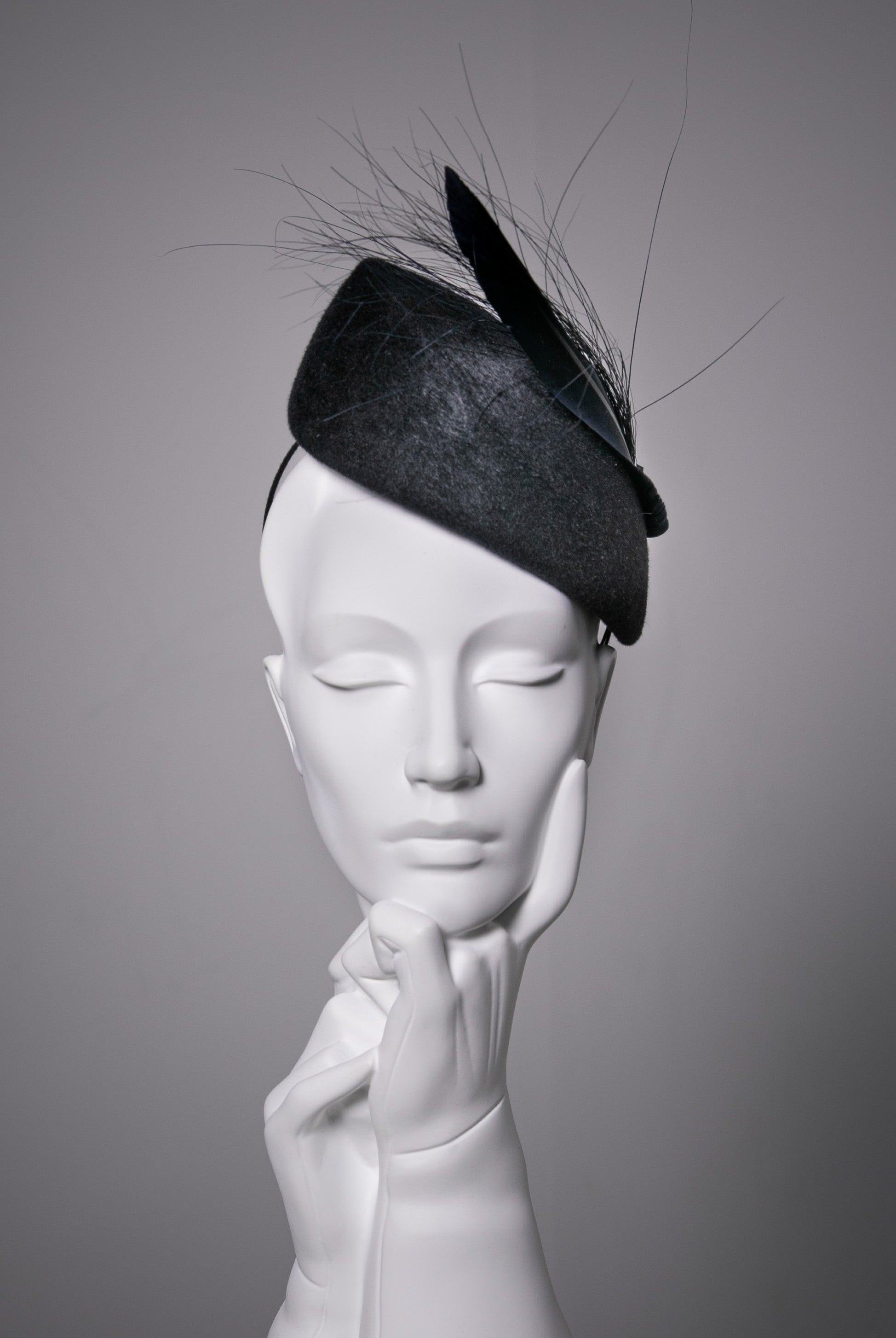 Occasion Hat With Feather - Sara - Maggie Mowbray Millinery