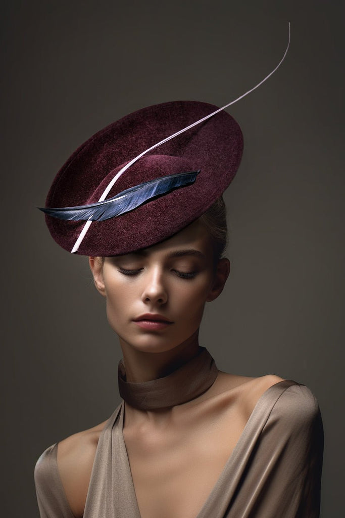 Occasion Hat With Feathers - Rhia - Maggie Mowbray Millinery