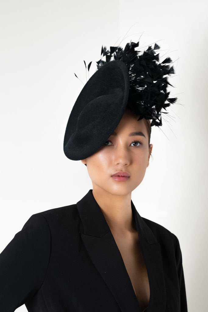 Occasion Hat With Feathers - Sami - Maggie Mowbray Millinery