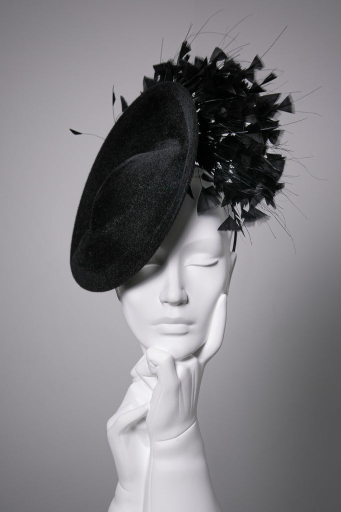 Occasion Hat With Feathers - Sami - Maggie Mowbray Millinery
