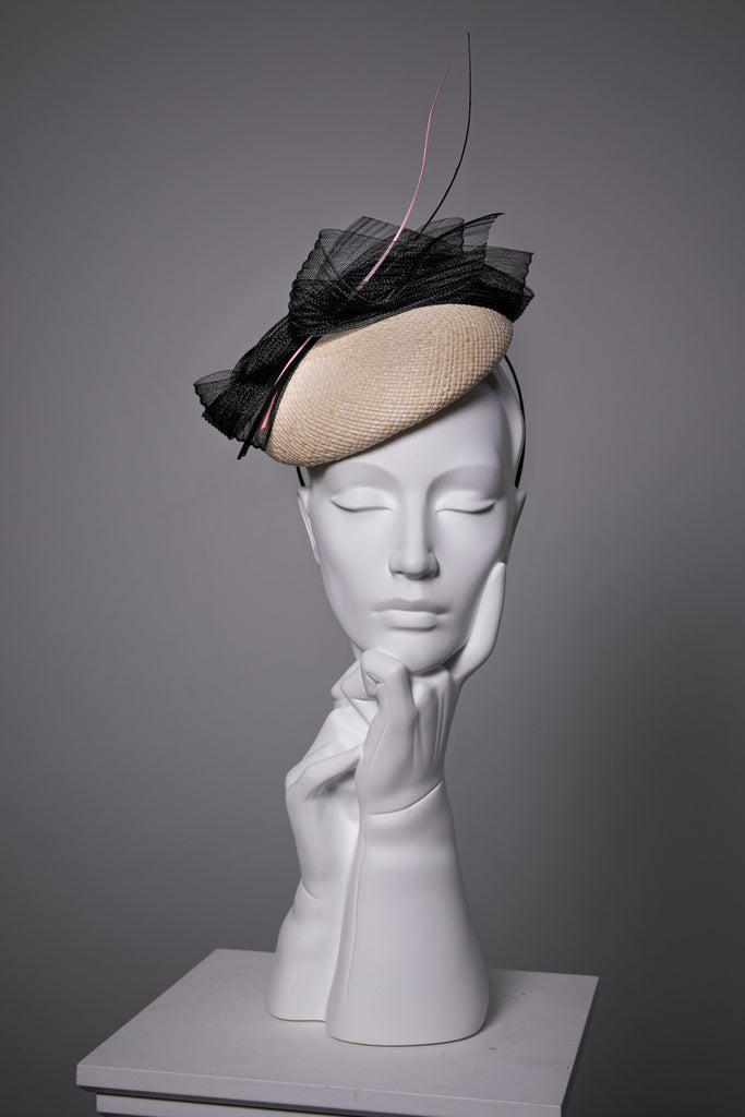 Panama Cocktail Hat with Crin - Lotta - Maggie Mowbray Millinery