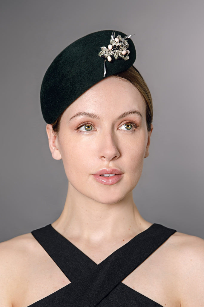 Percher Hat with Beads - Solveig - Maggie Mowbray Millinery