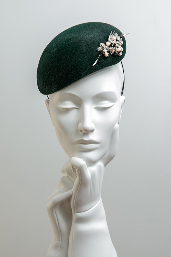 Percher Hat with Beads - Solveig - Maggie Mowbray Millinery