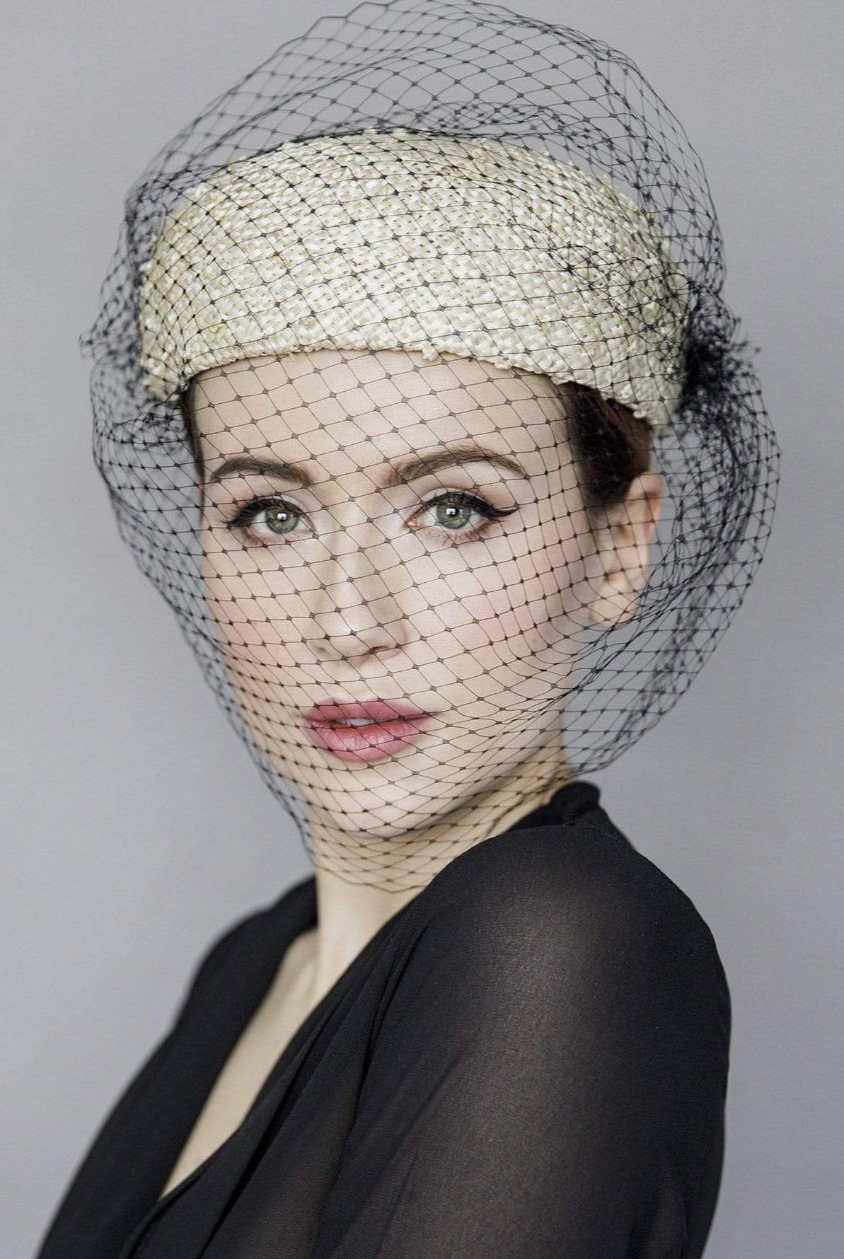 Veiled Pillbox Hat - La Dama - Maggie Mowbray Millinery