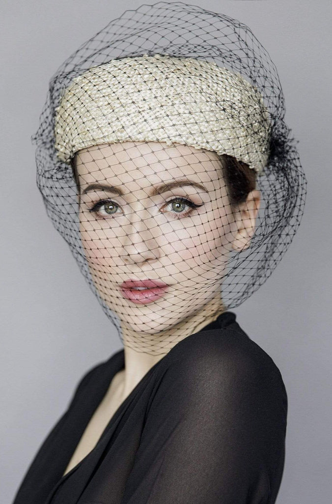 Veiled Pillbox Hat - La Dama - Maggie Mowbray Millinery