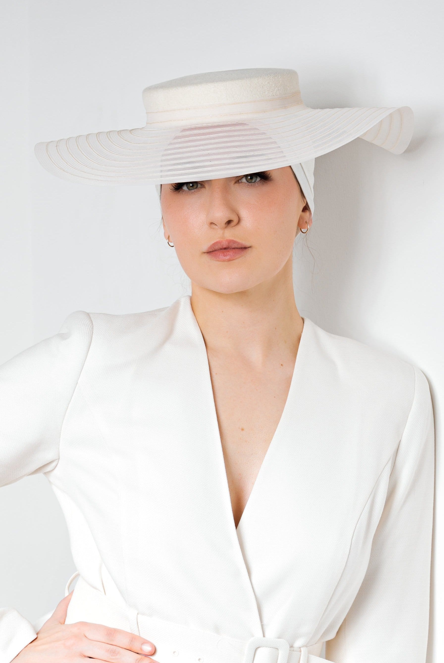 Wedding Boater Hat - Cristi - Hat hats Maggie Mowbray Millinery