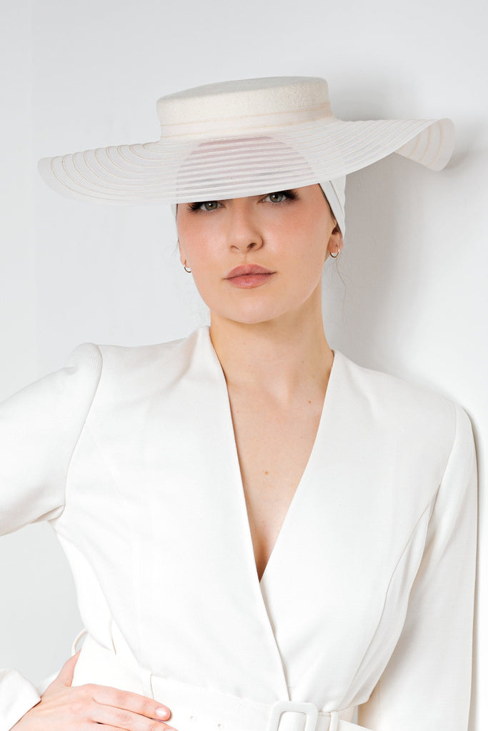 Wedding Boater Hat - Cristi - Hat hats Maggie Mowbray Millinery