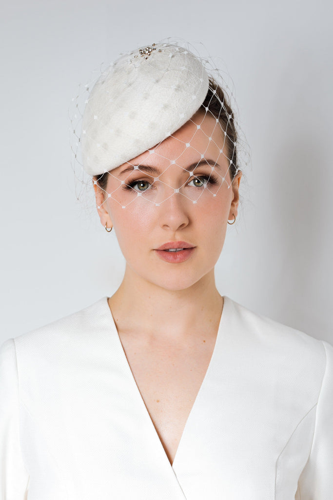 Wedding Veil Hat - Olive - Hat hats - veil - Maggie Mowbray Millinery